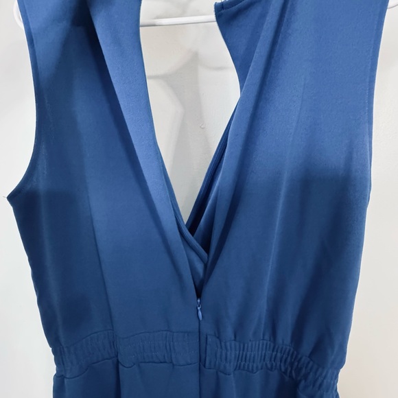 Blue Sleeveless Jumpsuit Women Size Large Back Zipper Closure Belt Included - Picture 4 of 9